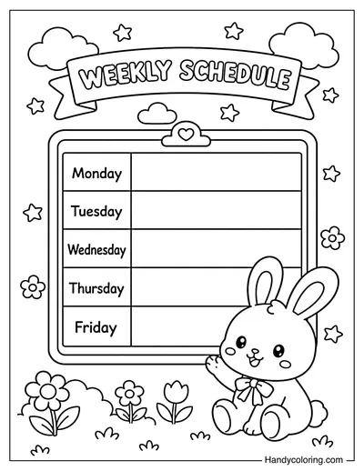 Cute Bunny Weekly Schedule