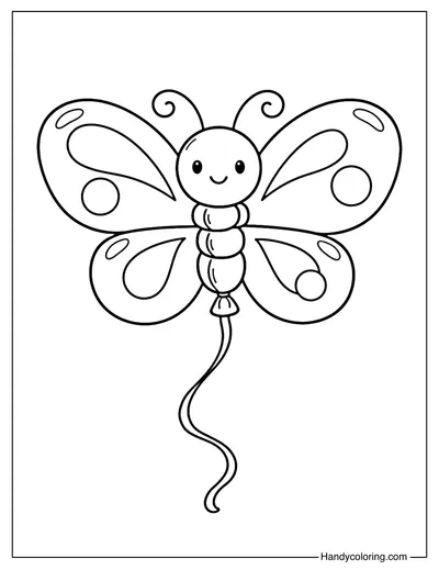 Cute Butterfly Balloon Coloring Page