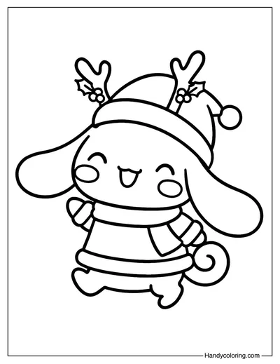 Cute Cinamoroll Christmas Coloring Page
