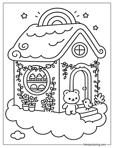 Cute Cloud Bakery Coloring Page