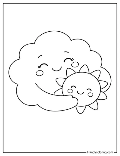 Cute Cloud Holding a Small Sun