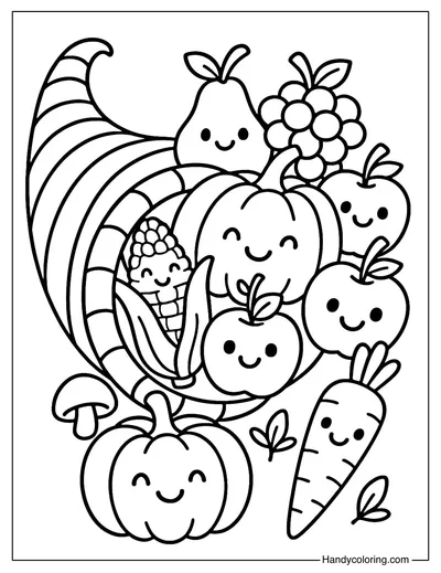Cute Cornucopia Coloring Page