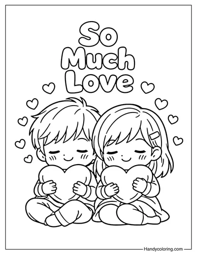 Cute Couple Hugging Pillows Love Coloring Page