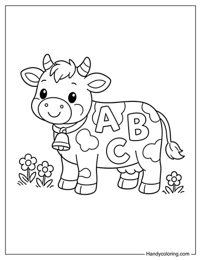 Cute Cow with Letter Pattern