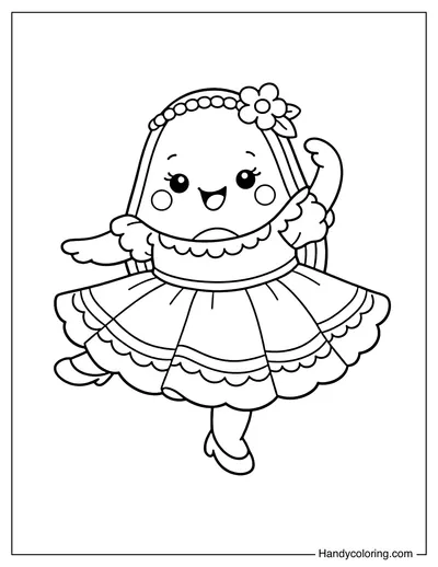 Cute Dancing Avocado in Traditional Dress