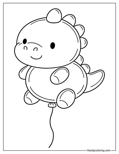 Cute Dinosaur Balloon Coloring Page