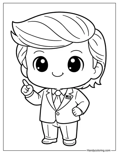 Cute Donald Trump Coloring Page
