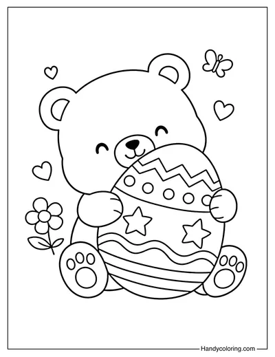 Cute Easter Bear Holding Egg
