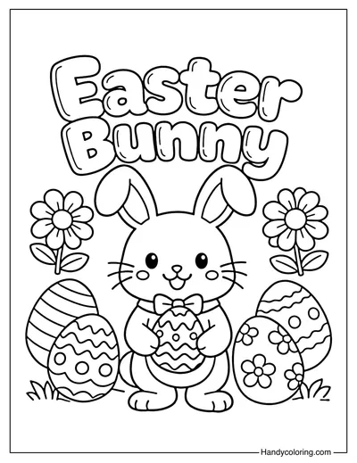 Cute Easter Bunny Coloring Page