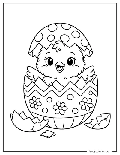 Cute Easter Chick Coloring Page