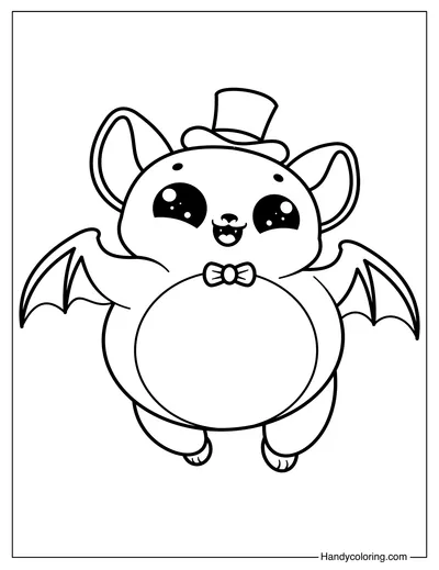 Cute Fat Bat with a Hat Coloring Book