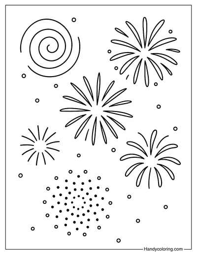 Cute Fireworks Coloring Page