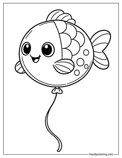 Cute Fish Balloon Coloring Page