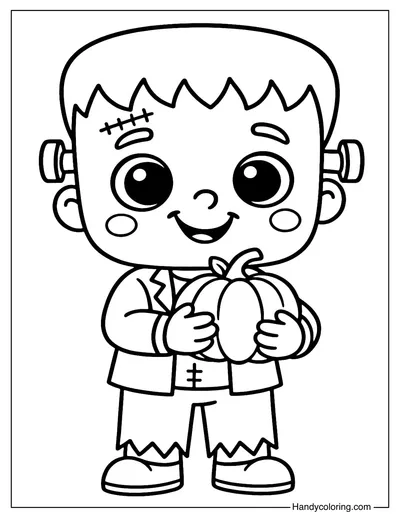 Cute Frankenstein Coloring Page