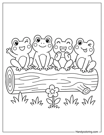 Cute Frogs Sitting on a Log