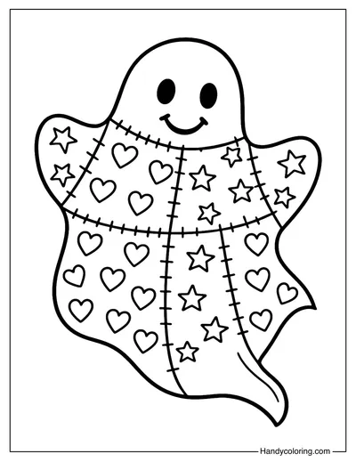 Cute Ghost Patchwork Coloring Page