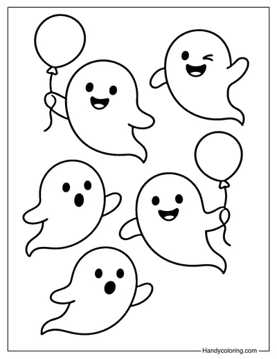 Cute Ghosts Coloring Page