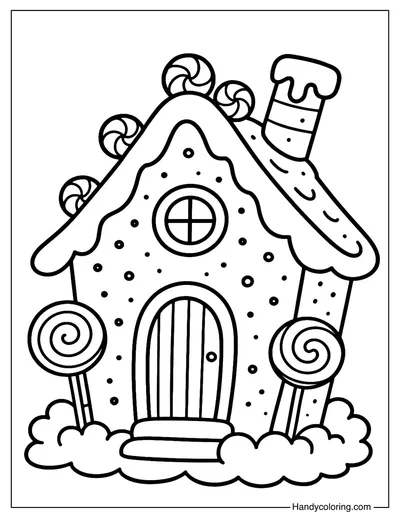Cute Gingerbread House Coloring Page