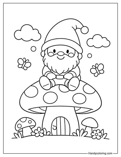Cute Gnome with Mushroom