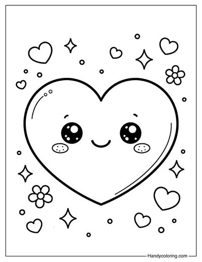 Cute Heart Coloring Page