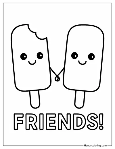Cute Ice Cream Friends Coloring Page