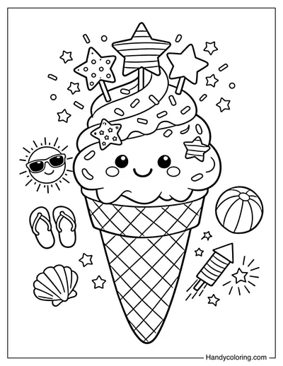Cute Ice Cream with Star Topping