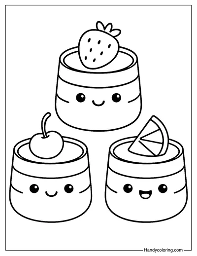 Cute Jelly Cups Coloring Page