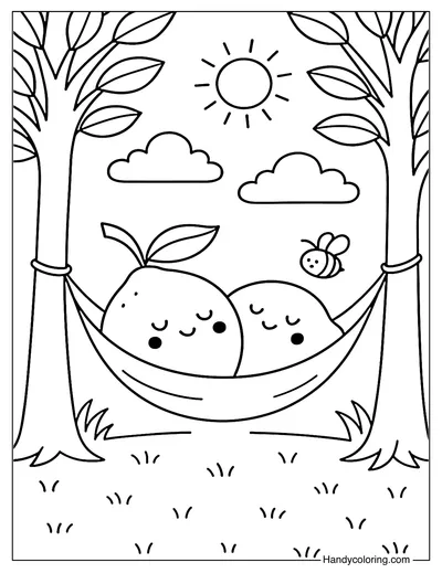 Cute Lemons in Hammock Coloring Page