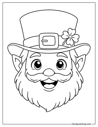 Cute Leprechaun Face Coloring Page