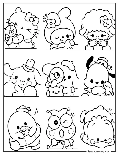 Cute Little Moments Sanrio Coloring Page