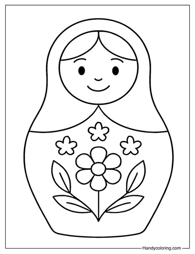 Cute Matryoshka Doll Coloring Page