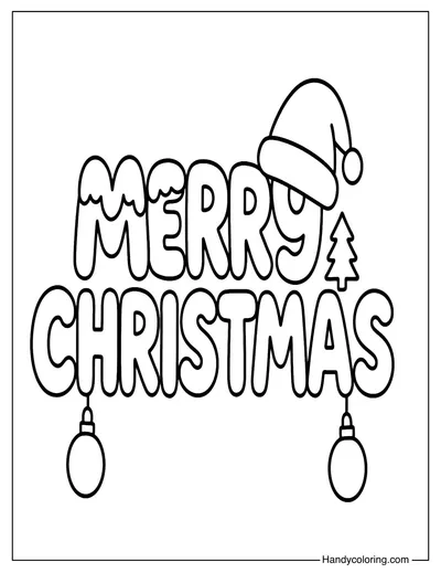 Cute Merry Christmas Coloring Page