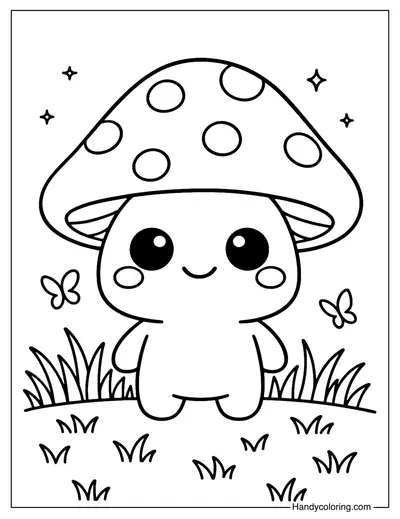 Cute Mushroom Sprite Coloring Page