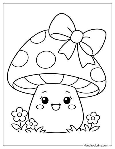 Cute Mushroom with a Big Bow