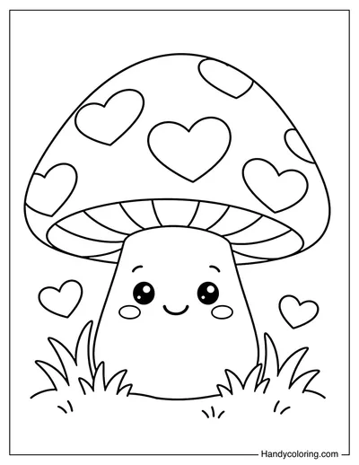 Cute Mushroom with Heart Shaped Spots
