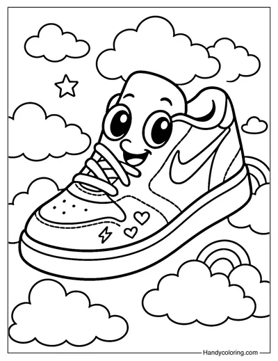 Cute Nike Sneakers Coloring Page