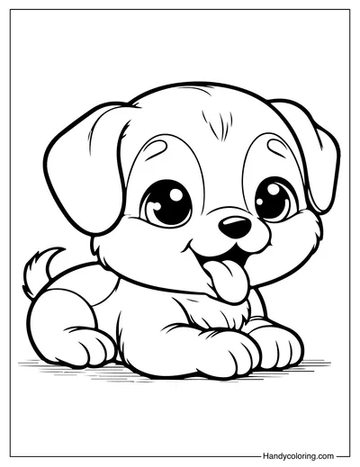 Cute Puppy Coloring Page PDF