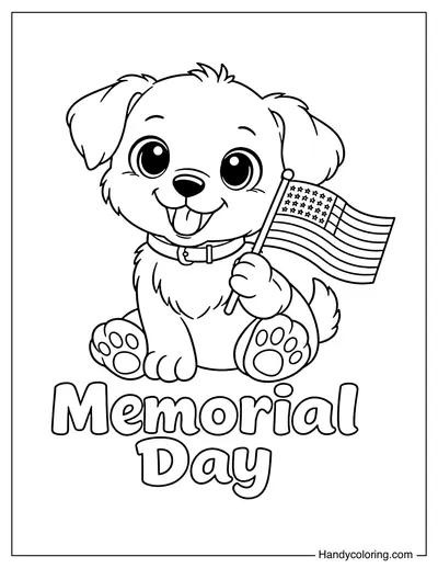 Cute Puppy Holding a Small Flag