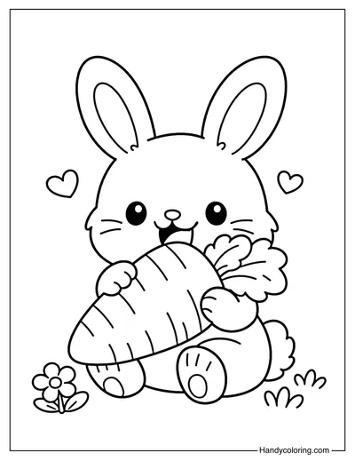 Cute Rabbit Eating Carrot