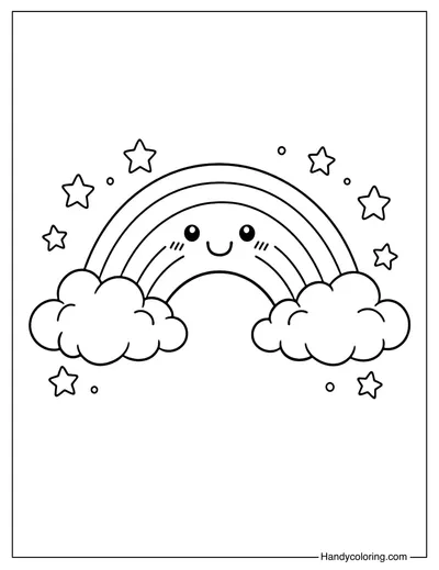 Cute Rainbow Coloring Page