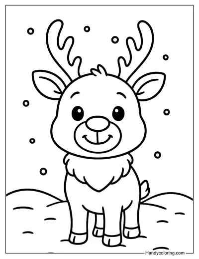 Cute Reindeer Coloring Page