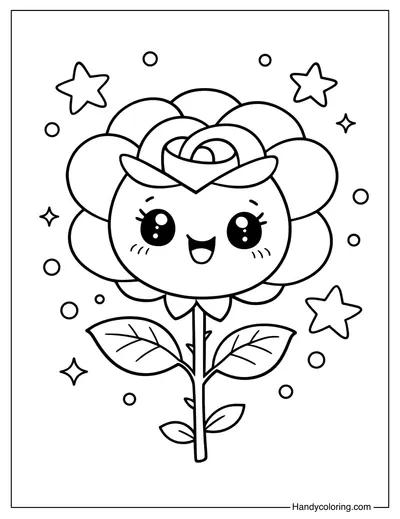 Cute Rose Coloring Page