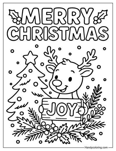 Cute Rudolph Christmas Greeting Coloring Page