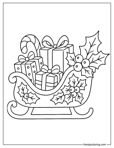 Cute Santa Sleigh Coloring Page