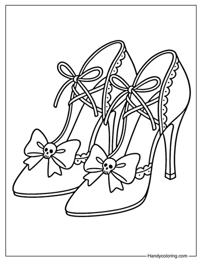 Cute Skull Heels Coloring Page