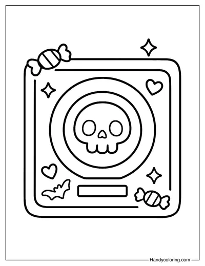 Cute Skull Makeup Palette Coloring Page