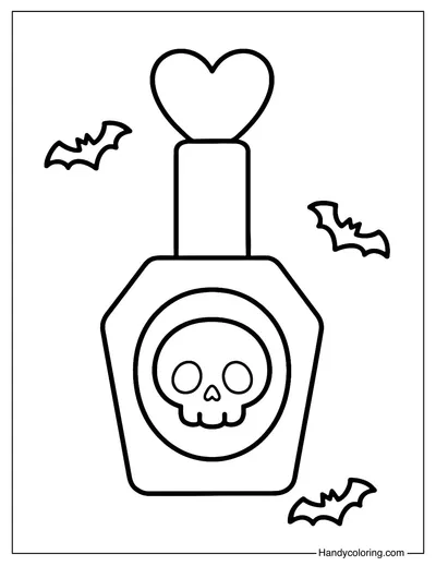 Cute Skull Nail Polish Coloring Page