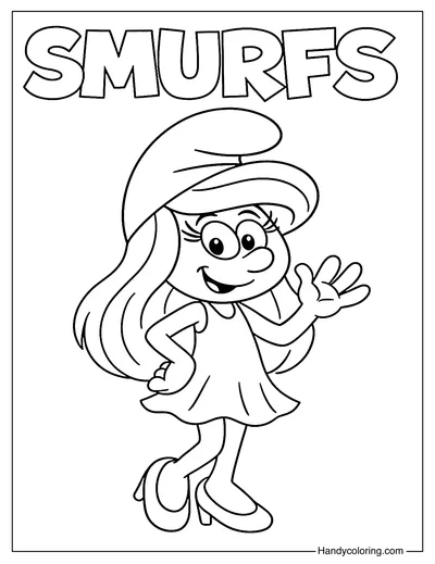 Cute Smurfette Coloring Page Smurfs
