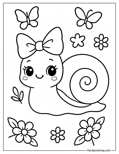 Cute Snail Coloring Page
