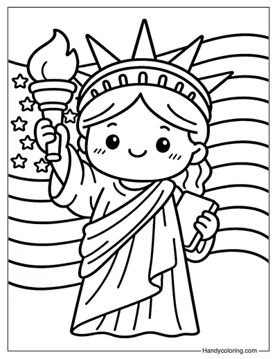 Cute Statue of Liberty Coloring Page
